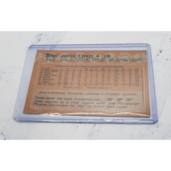 Jose Lind 1988 Topps Future Stars #767 Pittsburgh Pirates Baseball Card - Picture 4 of 4